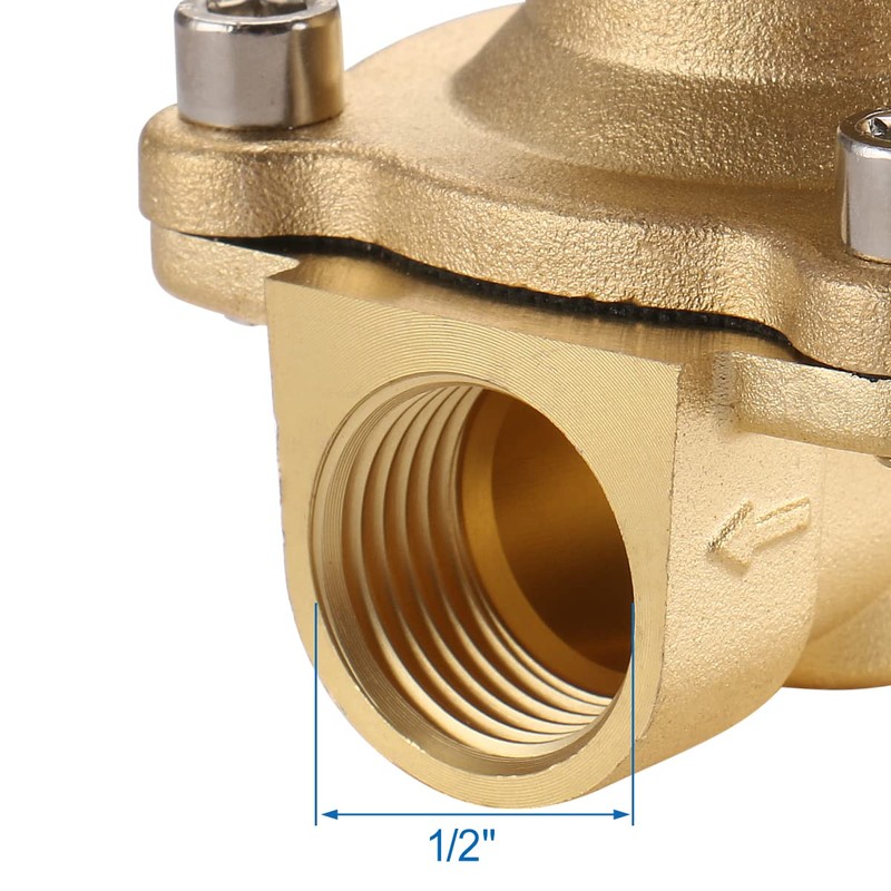 Baomain Pneumatic 1/2 Inch Normally Open 2 Way Brass Electric