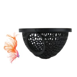 lasuroa Floating Betta Hideout Cave, 3D Printed Aquarium Decor for Small Fish to Rest, Feed, Play & Breed, Safe Tunnel Fish Tank Ornaments Accessories, Aquatic Pets Shelter & Shrimp Cave (Black)