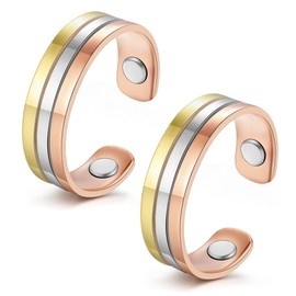 Vicmag Kupfer Magnetringe für Frauen Männer für Arthritis Schmerzlinderung Therapie Ringe Magnet Heilung 100% Solid Pure Copper Einstellbare Größe mit Schmuck Geschenkbox (Trikolore)
