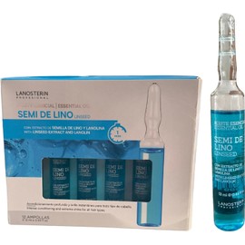 Lanosterín Profesional Aceite Esencial Semi de Lino - Tratamiento Capilar en Ampolletas con Extracto de Semilla de Lino y Lanolina - Acondicionamiento Profundo, Brillo y Reparación (12 Ampolletas x 13 ml)