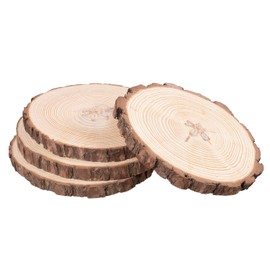 Royal Imports Round Wood Slices Discs, 9"-11" Large, Natural Unfinished Wooden Tree Bark Slabs for DIY Arts & Crafts, Rustic Table Centerpiece, Chargers, Trays, Wedding Decoration, 4 pack