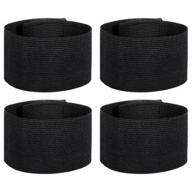 4 PCS Captain Armbands, Black Armbands Elastic Arm Band Adjustable Leader Armband Team Sport Armband Soccer Armband Memorial Armband Funeral Mourning Band for Basketball Volleyball Team