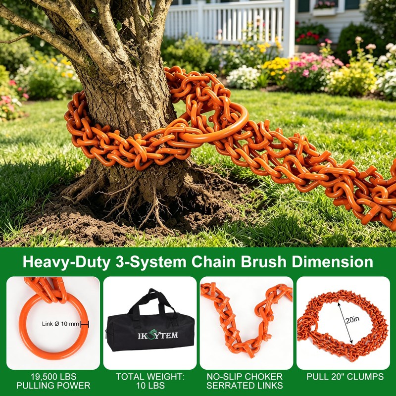 IKSYTEM 19500lbs G70 Steel Brush Puller, 5.6ft x15/64 Clump Grubber
