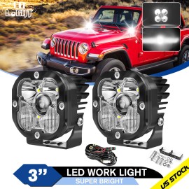 Colight For Jeep Wrangler 3inch Laser Car Lights LED Work Lamp Pods Spot Offroad Driving