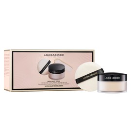 Laura Mercier Translucent Loose Talc-Free Setting Powder Ultra-Blur: Natural & Blurring Finish, For Normal to Dry + Mature Skin, Hyaluronic Acid Infused, Velour Puff Included, Holiday Gift Set