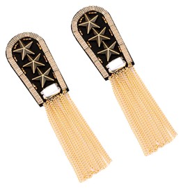 YTYKINOY 1 Pair Star Tassel Link Chain Epaulet Shoulder Boards Badge (Gold)