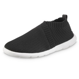 isotoner Women's Lightweight Recycled Stretch Sport Knit Slip-On Slipper Bootie Moccasin, Black, 8