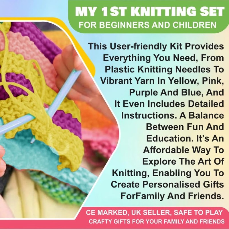 eMKay® My 1st Knitting Set – Beginner’s 6-Piece Craft Kit