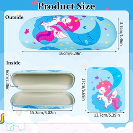 QSCFKL 3 Pack Kids Glass Cases Hard Shell, Glasses Case for Kids, Protective Eyeglass Case With Cleaning Cloth for Kids Women