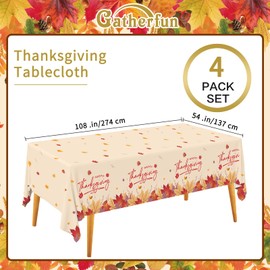 Thanksgiving Tablecloth 4PCS Disposable Waterproof Oil-proof Plastic Tablecover for Thanksgiving Dinner Party Fall Party
