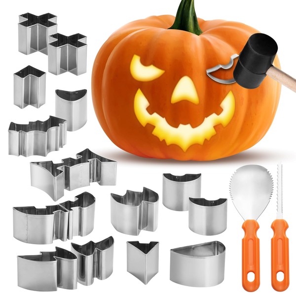 choxila 2024 Upgraded Halloween Pumpkin Carving Kit, 18-Piece Set with