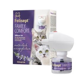 Felisept Family Comfort Starter-Set im Mehrkatzenhaushalt (Verdampfer + Flakon 45ml) - Beruhigungsmittel für Katzen - Katzen Beruhigungsmittel natürliche Katzenminze - Entspannungsmittel für Katzen