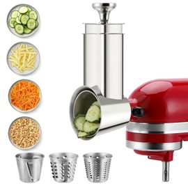 Stainless Steel Slicer Shredder Attachment for Kitchenaid Mixers, Cheese Grater & Vegetable Salad Maker Accessories, Dishwasher Safe