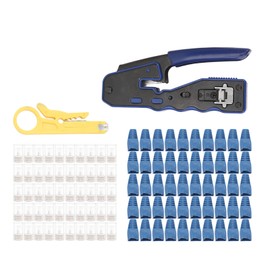 RJ45 Crimping Tool Multifunctional Ethernet Crimper Cutter Stripper for Cat5 Cat5e Cat6 Cat6A Pass Through Connector