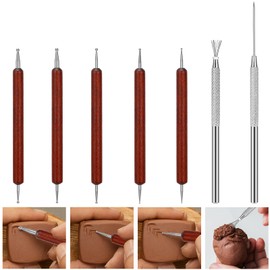 Blisstime Clay Tools 21 PCS, Pottery Tool Kit Dotting Tools Polymer Clay Tools, Ceramics Tools with Wooden Handle Pottery Tool Bag