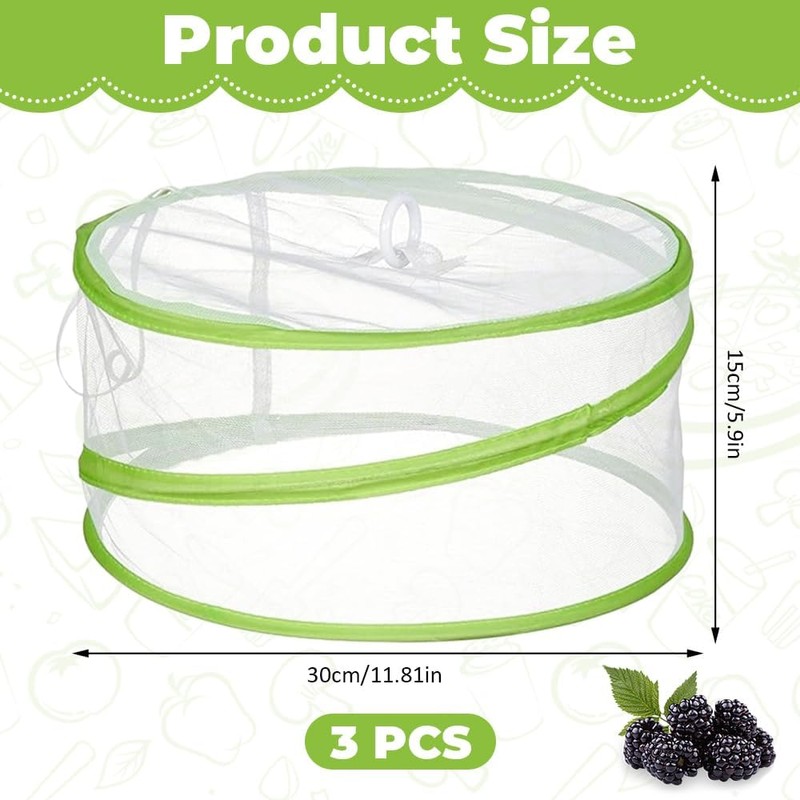 3 Pack Pop Up Food Net Covers, 30 x 15cm