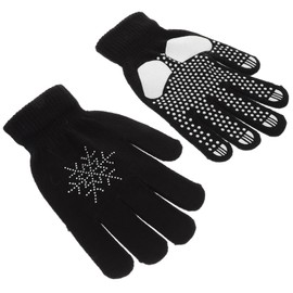 KOMBIUDA Winter Ski Gloves Thick Anti-Slip Ice Skating Gloves with Rhinestone for Kids and Adults Suitable for Ice Dance and Outdoor Sports