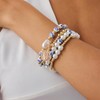 Gold Pearl Beaded Cross Bracelets for Women Stretch Boho Beads