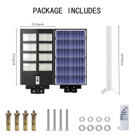 1000-3000W Solar Street Light Outdoor, 6500K Commercial Parking Lot Lamp Dusk to Dawn, Waterproof Remote Control Solar Security Flood Light, Motion Sensor, Court Road,Path,Piazz,Driveway (1A-2000W)