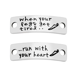When Your Legs Get Tired Run with Your Heart Running Shoe Tags Motivational Marathon Runner Gifts for Women Men Inspirational Encouragement Gifts for Son Daughter Runner Shoe Charms Lace Tag