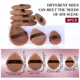 4 Sizes Powder Puff Set 8 Pieces Face Soft Triangle Makeup Puff Soft Plush Setting Beauty Blender Sponge Beauty Make up Tools for Dry&wet Concealer Loose Body Powder Foundation - Brown