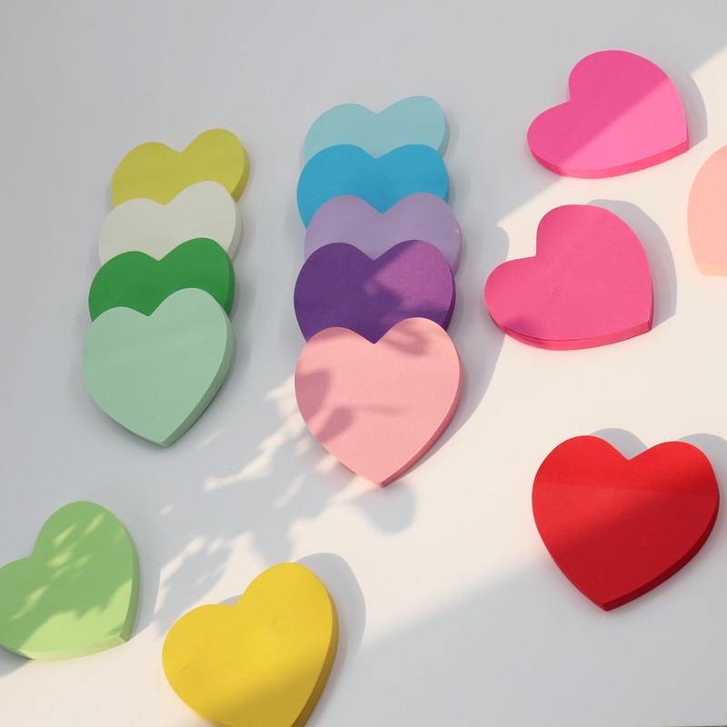 1200 Sheets 3X3in (76 * 76mm) Heart Shape Sticky Notes