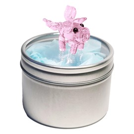 SHC Web Mini Pink Flying Pig in a Tin - Cute Little Glass Animal - Silver Gift Tin - Miniature Comical Figurine for Fantasy Lovers - Small Decoration Ornament - Fun Home Decor