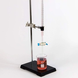 Titration Equipment Set Complete Single Buret Burete Assembly with 100 mL Acrylic Buret 8 x 5 Lab Stand Clamp and Beaker