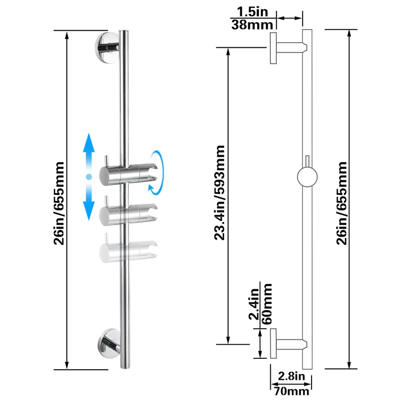 SKOWLL Shower Slide Bar with Adjustable Handheld Shower Head Holder