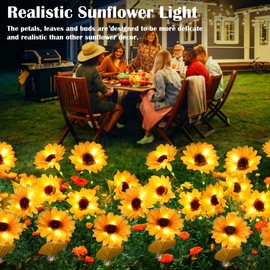 Solar Garden Lights - Solar Flower Lights 12 Sunflower 60 LED Solar Stake Lights Outdoor Waterproof for Garden,Yard, Lawn,Pathway,Patio,Backyard,Gifts for Mom(2 Pack)