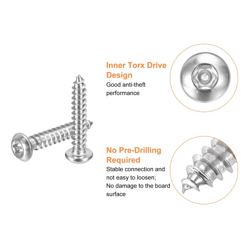sourcing map #6 x 3/4" Torx Security Screws, 20pcs Button