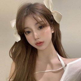 Satin 2-Piece Ribbon Accent Hair Claw Clips for Hair Styling Black 15ea