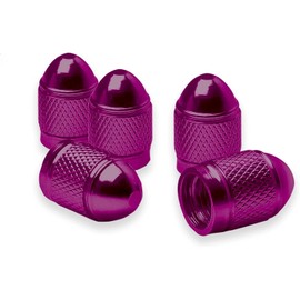 5 Pcs Car Tire Valve Stem Caps, Bullet Style Polished Aluminum Tire Valve Stem Caps, Universal for Car Truck Motorcycle SUV and Bike (Purple)