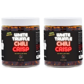 SAUCE UP 100% Natural Artisan Chili-Crisp 6oz- Premium 13 Ingredients, Vegan, Keto, GF, Zero Msg, Flavor Bomb, Crafted in NYC(Hot, Sweet, Crispy, Umami, Smoky, Savory)- Good on Anything Chili Sauce (White Truffle)