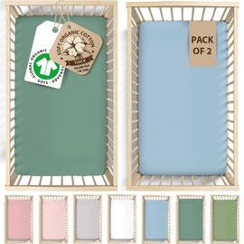 Bunnyjik Gots Organic SnuzPod 4 Compatible Fitted Sheets - Luxuriously Thick & Soft 100% Organic Combed Cotton –- Snuzpod 4 Fitted Sheet 40x75.5 Snuz pod Crib Sheets