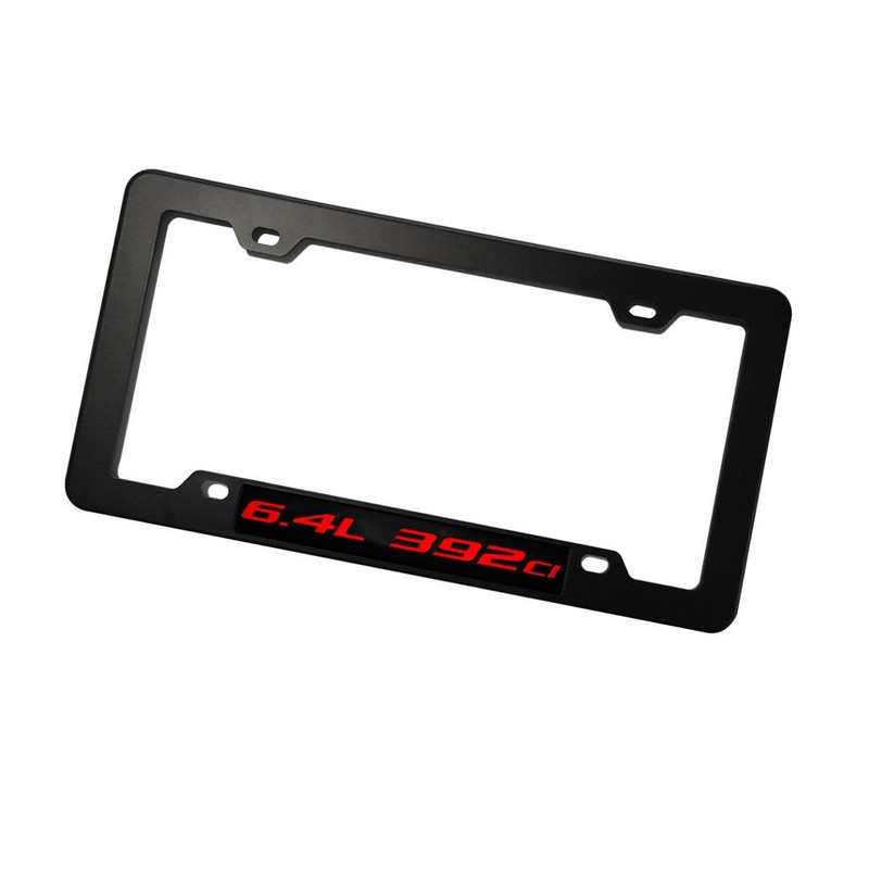 ERPART Black License Plate Tag Frame with 6.4L 392ci RED