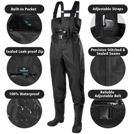 Trudave Chest Waders for Men with Boots, 2-Ply Nylon/PVC Waterproof Fishing & Hunting Waders for Men and Women
