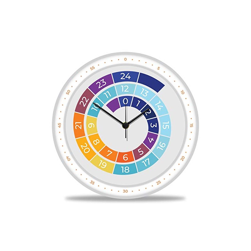 GRAVURZEILE Children's Wall Clock Rainbow Colours - Silent Children's Wall