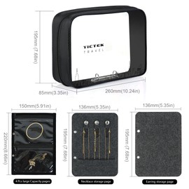 Clear Travel Size Jewelry Organizer Bag Case, See-through And large Capacity Jewelry Storage Book Organizer Binder Pages with Pouch Bags for Necklaces, Earrings, Rings, Bracelets