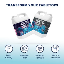 Luxepoxy Resin Kit – 2 Gallon Premium Epoxy Resin and Hardener - Clear High Gloss, Easy Pour 1:1 Formula for Countertops, Art, Craft, and Self-Leveling Coatings - Made in USA