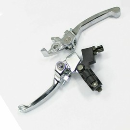TDR Pair 22mm Handlebar Folding Brake Clutch Lever Assembly for CRF50 KLX110 Dirt Bike 125cc 150cc 250cc - Silver Folding Levers