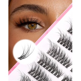 Cat Eye Lash Clusters Wispy D Curl Cluster Eyelash Extensions Mink Volume Lashes Clusters DIY Fluffy Eyelash Clusters at Home Natural Individual Lashes 7 Pairs