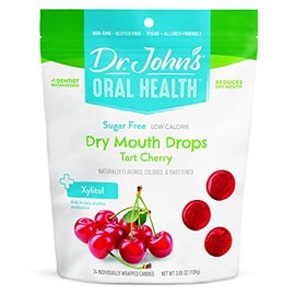 Dr. John’s Oral Health Sugar Free Candy, Healthy Dry Mouth Drops with Zero Sugar, Low Calorie Snacks, Keto Friendly Hard Candy Sweets, Tart Cherry, 24 Count, 3.85 OZ