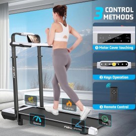 Folding Walking Pad with Handle Bar 300lb+ Capacity Under Desk Treadmill for Gym