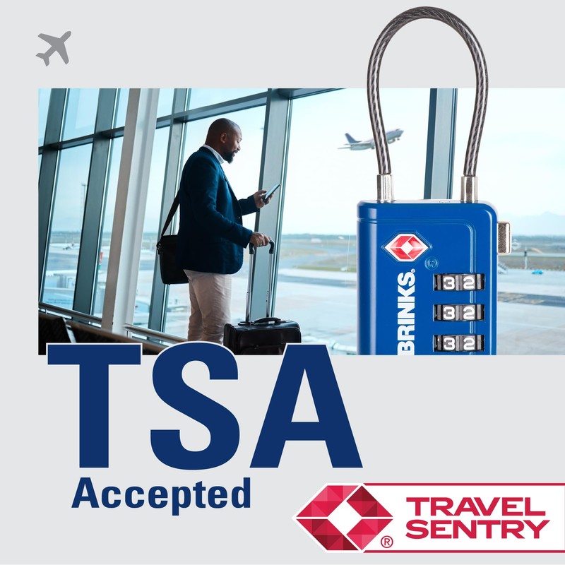 Brinks TSA Accepted Indicator Luggage Lock, Blue - Ressetable Combination,