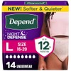 Depend Ropa interior de incontinencia de defensa nocturna para mujer,