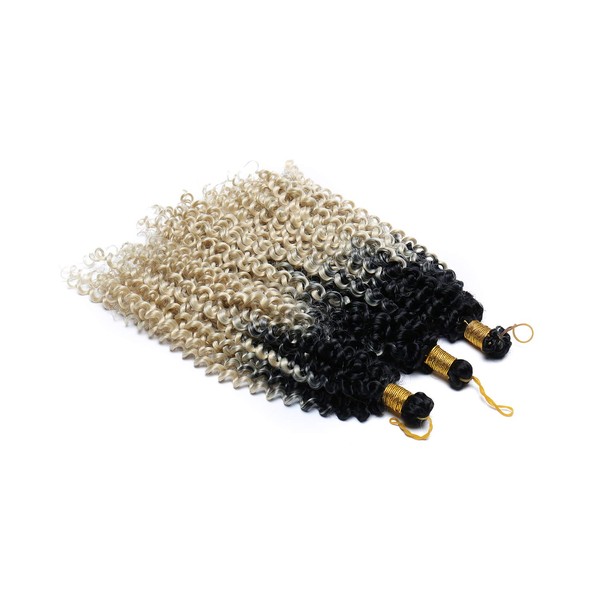 3 Bundles Marlybob Crochet Braids Hair Extensions Ombre Deep Wave Afro Kinky Jerry Curl Braiding Dreadlocks Hairpiece 35 cm Dark Black to Honey Blonde