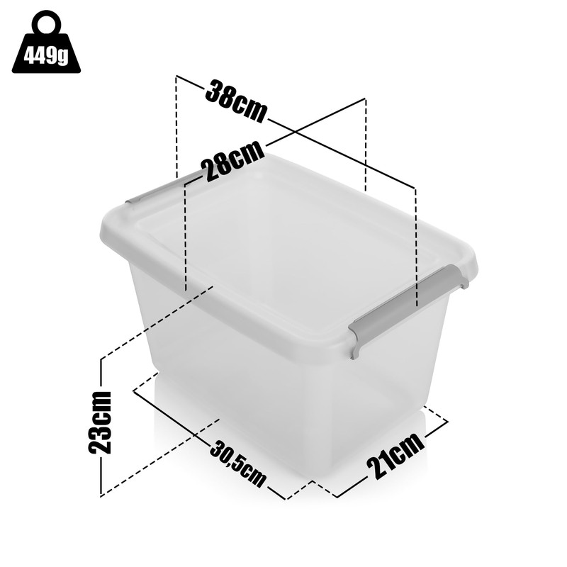 BigDean Pack of 4 15 L Storage Boxes with Lid,