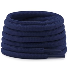 DELELE Oval Athletic Shoelaces Half Round Shoe Laces Navy Blue 2 Pair 47.24"