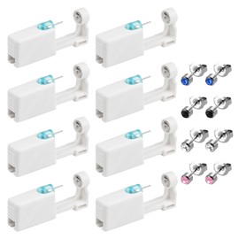 Ear Piercing Kit, 8 Pieces Ear Piercing Gun Kit, Piercing Needle Gun for Disposable Nose Piercer Self, Earring Tools with Pierced Earrings Portable Piercing Kit, Ear Stud Auxiliary Tools